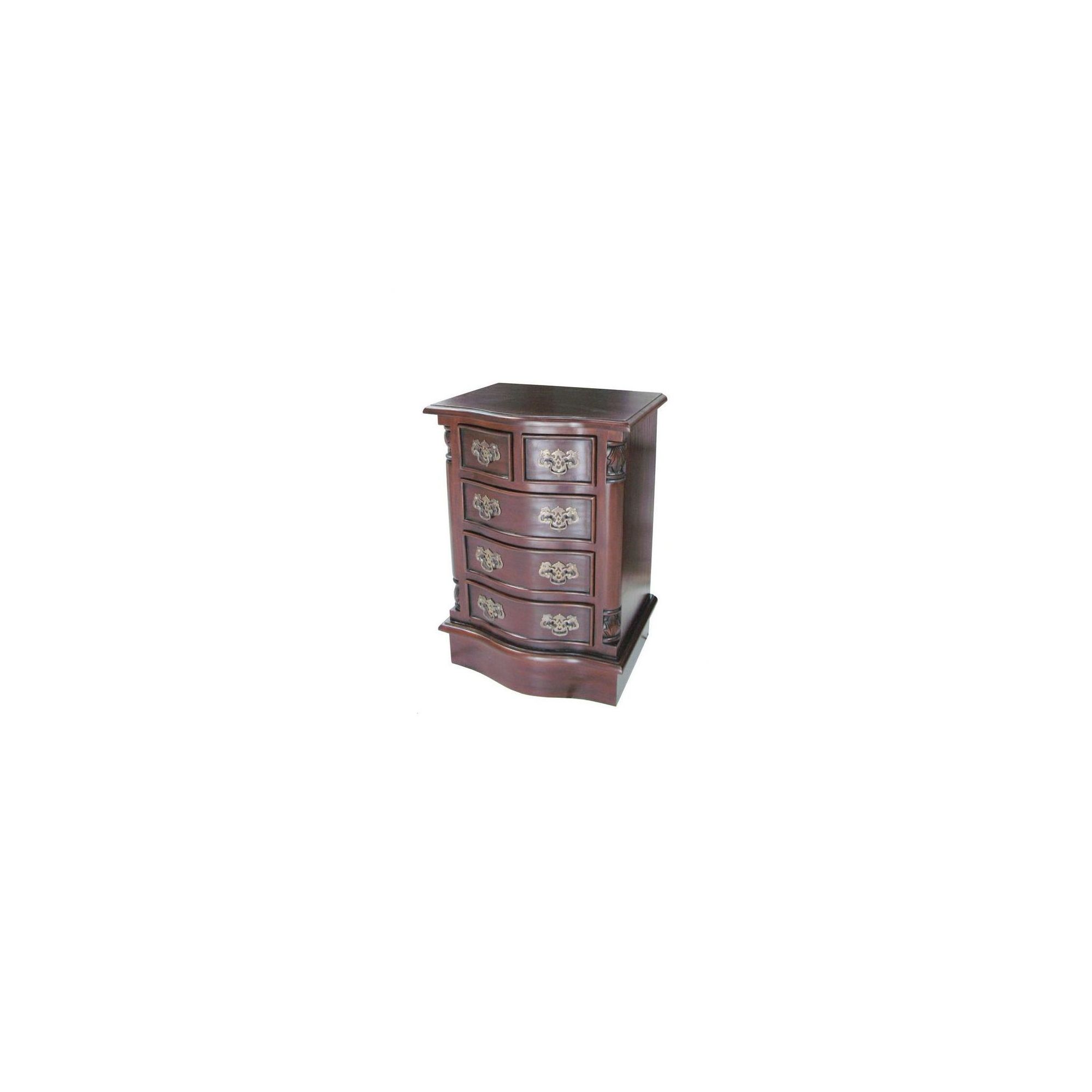 Lock stock and barrel Mahogany 5 Drawer Bowfront Bedside Table in Mahogany - Wax at Tesco Direct