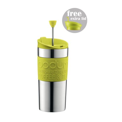 Image of Bodum Stainless Steel Travel Mug And Press Set 0.35l Lime Green