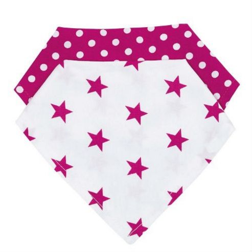 Image of Baroo Fashion Bibs Pack Of 2 (dark Pink Spots And Stars)