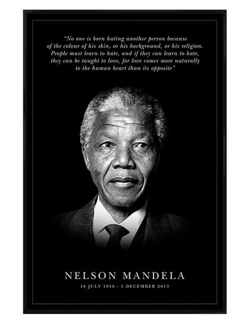 Image of Nelson Mandela Gloss Black Framed Commemoration Poster
