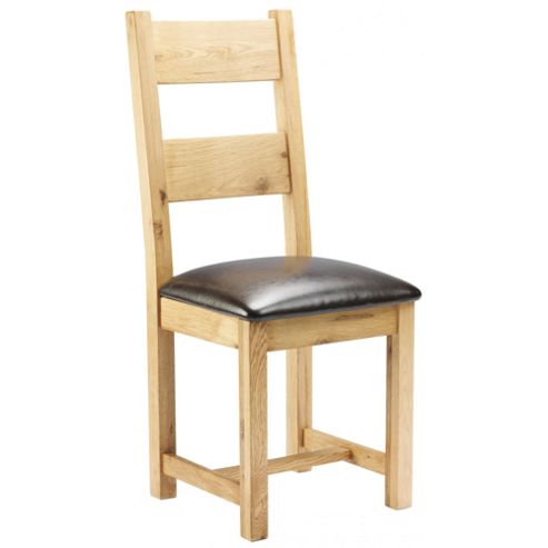 Image of Chunky Oak Dining Chair With Padded Seat