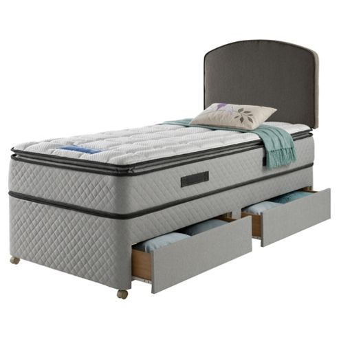 Image of Sealy Pillowtop Single 2 Drawer Divan Charcoal
