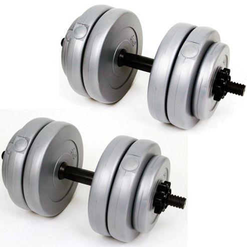 Image of Palm Springs Fittness 30kg Vinyl Dumbbell Weights Set Silver