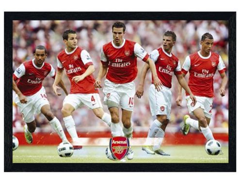 Image of Arsenal Football Club Black Wooden Framed The Gunners Star Players Afc Poster