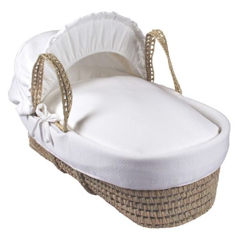 Image of Clair De Lune Palm Moses Basket (cotton Candy Ivory White)