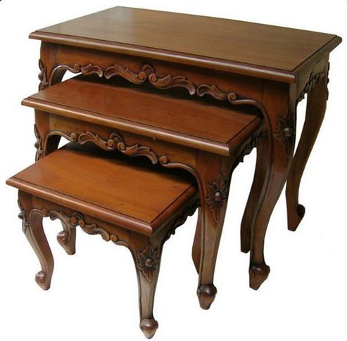 Image of Lock Stock And Barrel Mahogany 3 Piece Queen Anne Nest Of Tables
