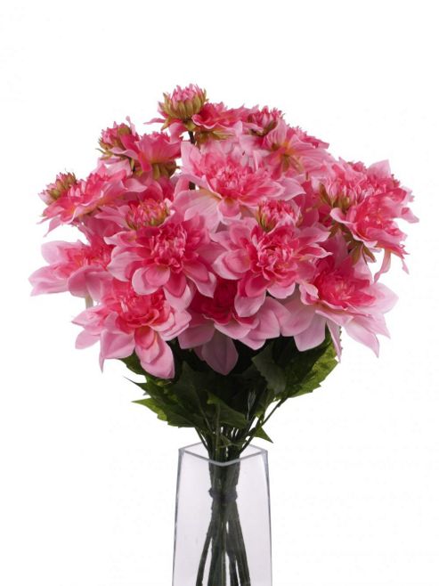 Image of Artificial 70cm Single Stem Multi Headed Pink Dahlias X 12