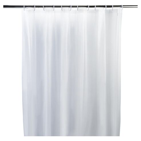 Image of Tesco Basics Shower Curtain And Shower Ring Set