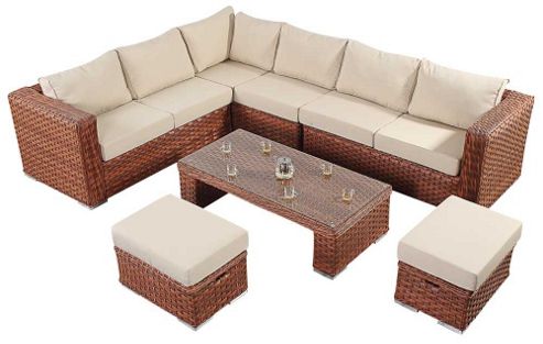 Image of Luxan Wgf-702 Port Royal Platinum Brown Large Corner Sofa Set
