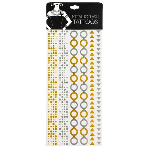 Image of Gold Silver Black Temporary Metallic Tattoo Flash Tattoos Flash - Style 4995