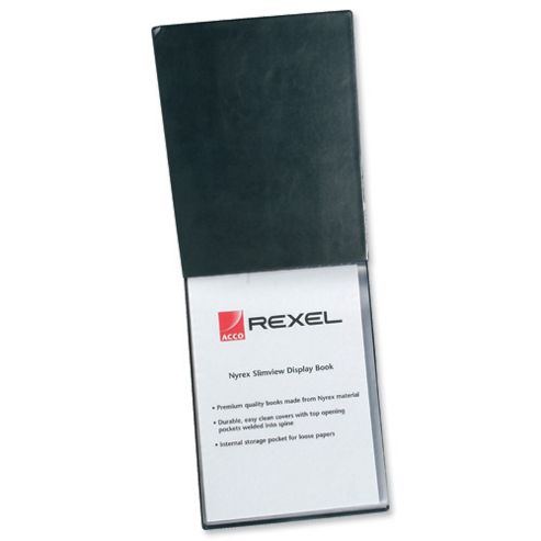 Image of Rexel Nyrex Slimview Display Book 24 Pockets A4 Black Ref 10015bk