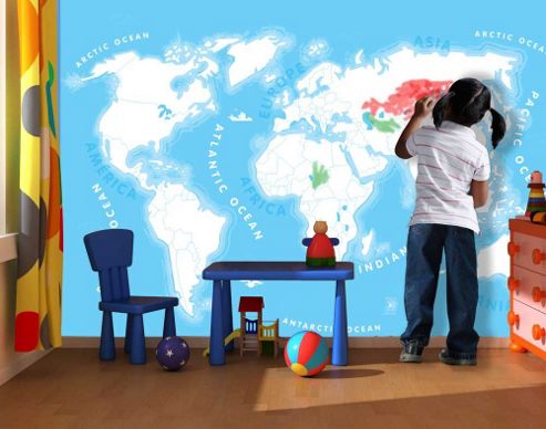 Image of 1wall Kids World Map Wall Mural