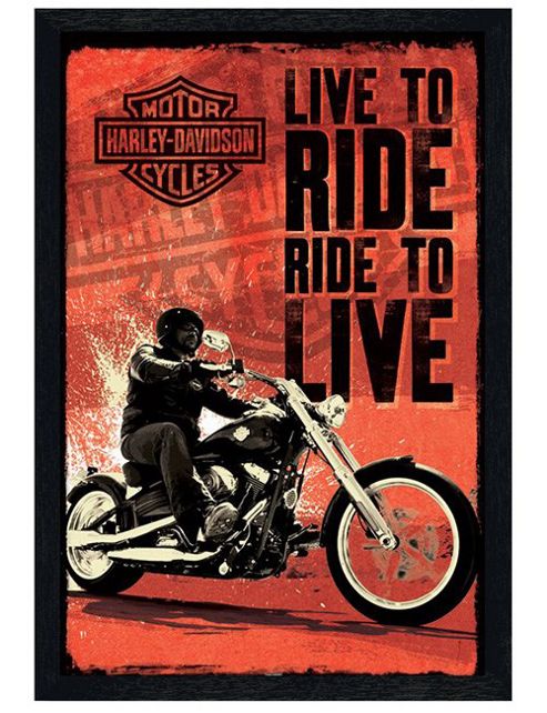 Image of Harley Davidson Black Wooden Framed Live To Ride Poster