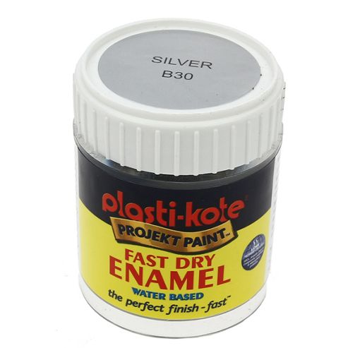 Image of Plasti-kote Brush On Water Based Enamel - Silver Aluminium 59ml