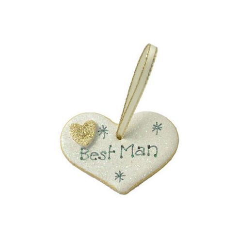 Image of Best Man Gold Sparkle Heart Wedding Keepsake