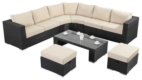 Image of Luxan Wgf-303 Port Royal Prestige Black Round Corner Sofa