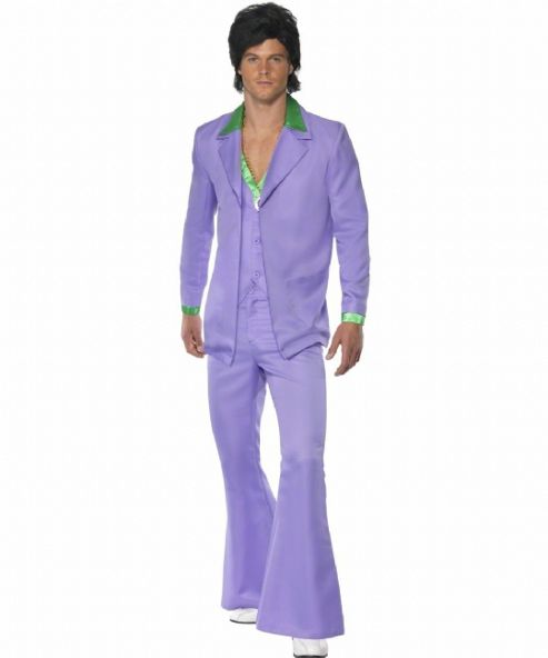 Image of Lavender 1970's Suit - Adult Costume Size: 38-40