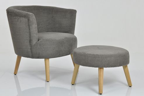 Image of Flynn Occasional Armchair & Footstool Light Brown Fabric