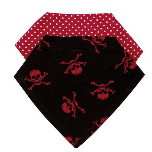 Image of Baroo Fashion Bibs Pack Of 2 (black With Red Skulls And Red Spots)