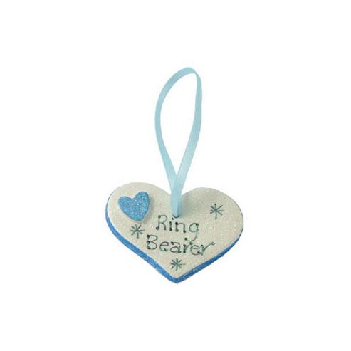 Image of Ring Bearer Blue Sparkle Heart Wedding Keepsake