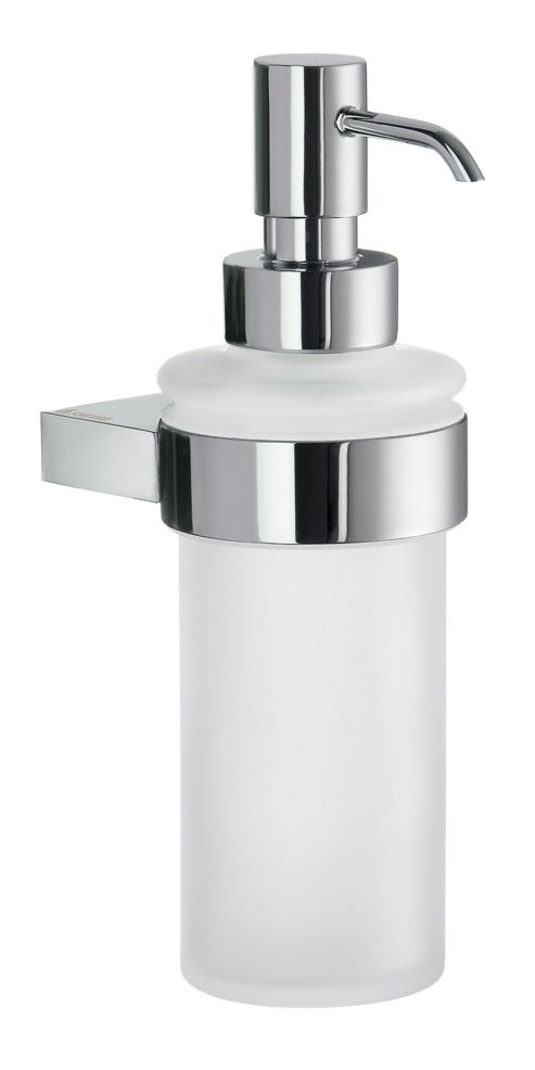 Image of Smedbo Air Holder In Polished Chrome With Frosted Glass Soap Dispenser