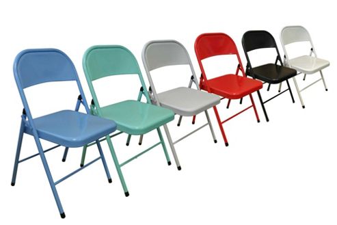 Image of Set Of 6 Metal Folding Chairs Red, Duckegg, Grey, Sky Blue, Black, And White