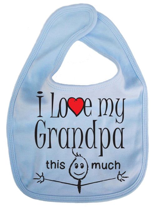 Image of Dirty Fingers I Love My Grandpa This Much Baby Bib Blue