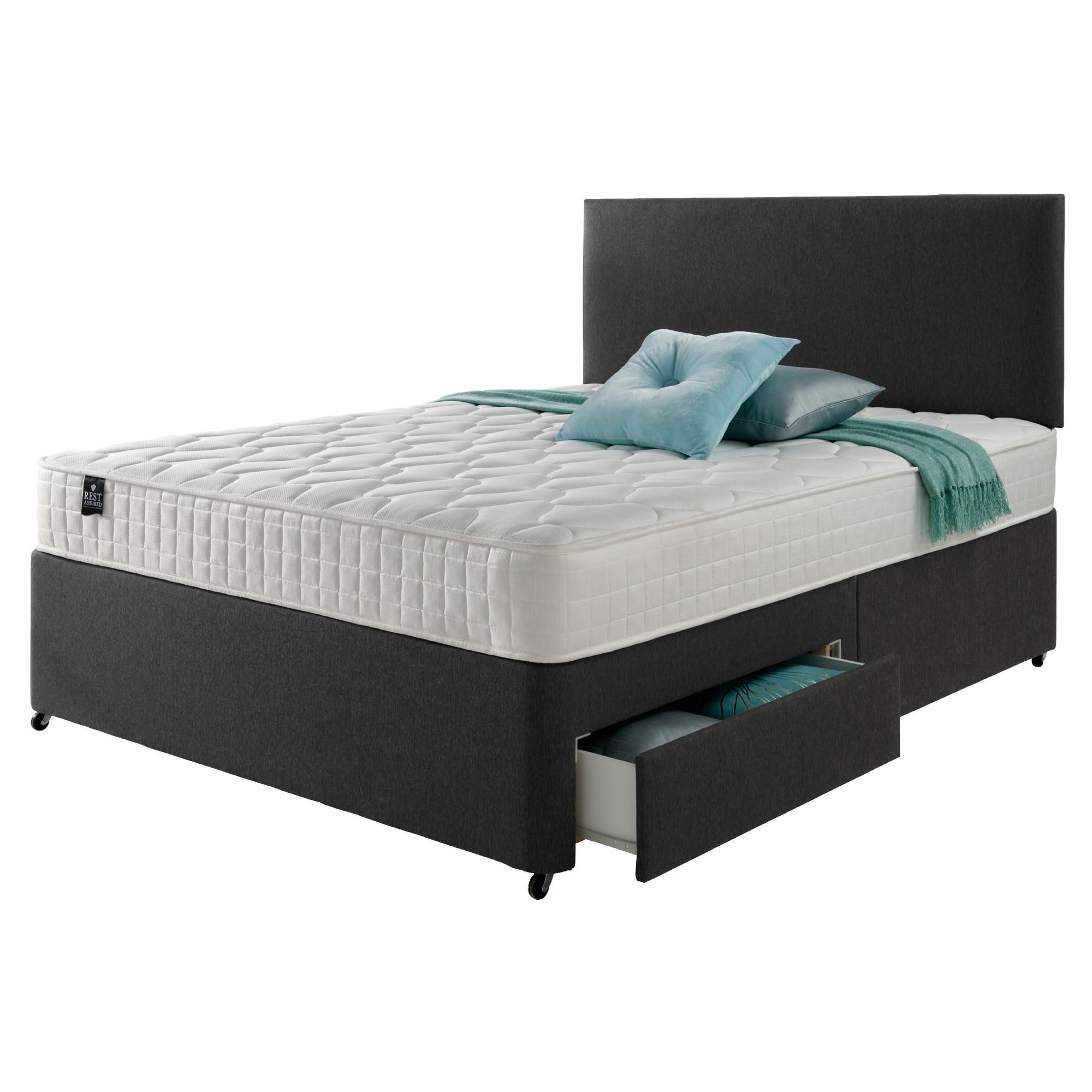 Rest Assured Classic 2 Drawer King Size Divan and Headboard Charcoal at Tesco Direct
