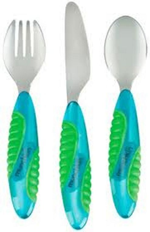 Image of Munchkin Mighty Grip Utensil Set Blue/green