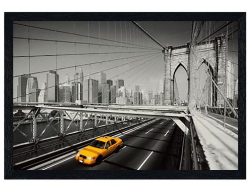 Image of Nyc Taxi Black Wooden Framed Yellow Cab Poster