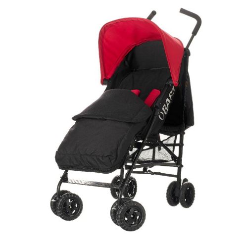 Image of Obaby Atlas Black & Grey Stroller With Black Footmuff - Red
