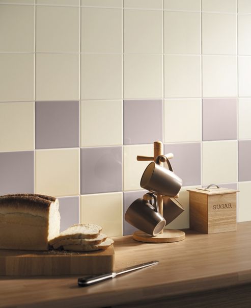 Image of Colour Palette Cream Gloss Ceramic Wall Tile 148x148mm Box Of 44 (0.96 M-- / Box)