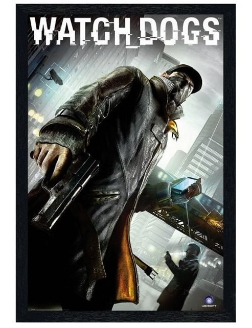 Image of Black Wooden Framed Watch Dogs Aiden Pearce Poster