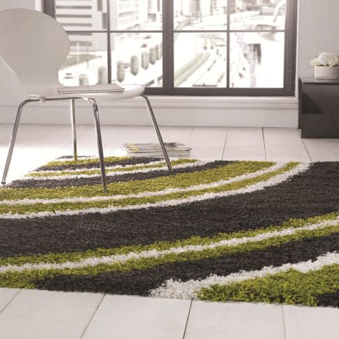 Image of Nordic Crescent Lime Green/steel 160x230 Cm Shaggy Rug