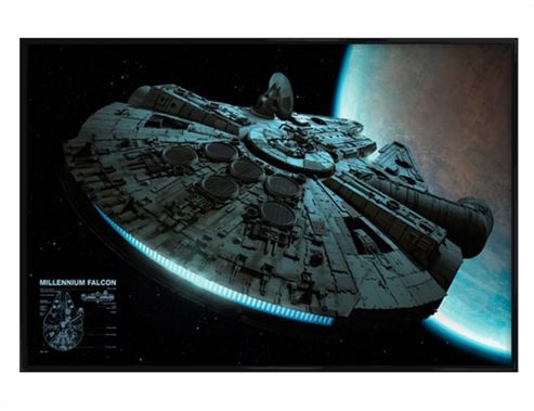 Image of Gloss Black Framed Star Wars Millenium Falcon Poster