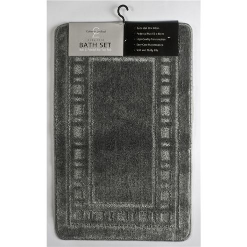 Image of Catherine Landsfield Bathroom Armoni 2pc Bathset, Bath Mat 50x80 Pedestal 50x40, Grey