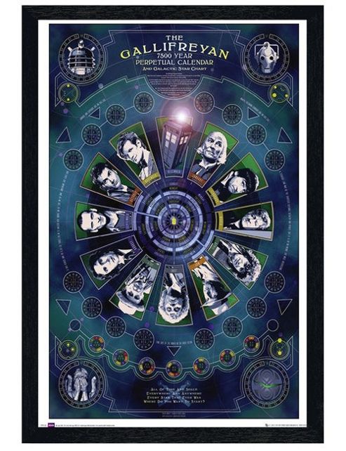 Image of Black Wooden Framed Doctor Who Gallifreyan Calendar Poster