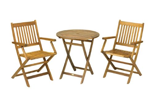 Image of York Bistro Set - 70cm Round Table With 2 Manhattan Folding Armchairs