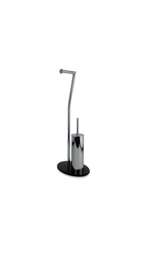 Image of M--ve Stand And Push Toilet Paper Holder In Stainless Steel / Black