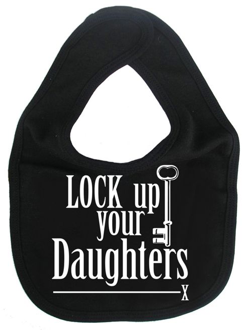 Image of Dirty Fingers Lock Up Your Daughters Baby Bib Black