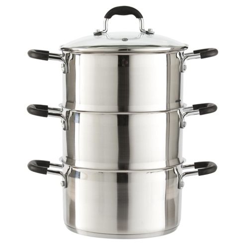 Image of Tesco Stainless Steel 3 Tier Steamer