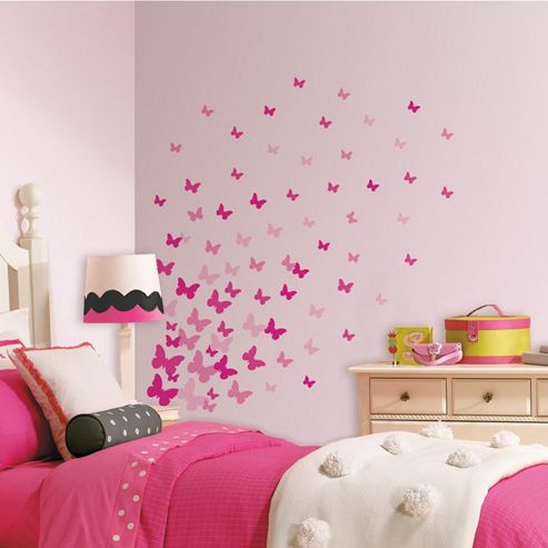 Image of Butterfly Decals, Pack Of 75 In Shades Of Pink