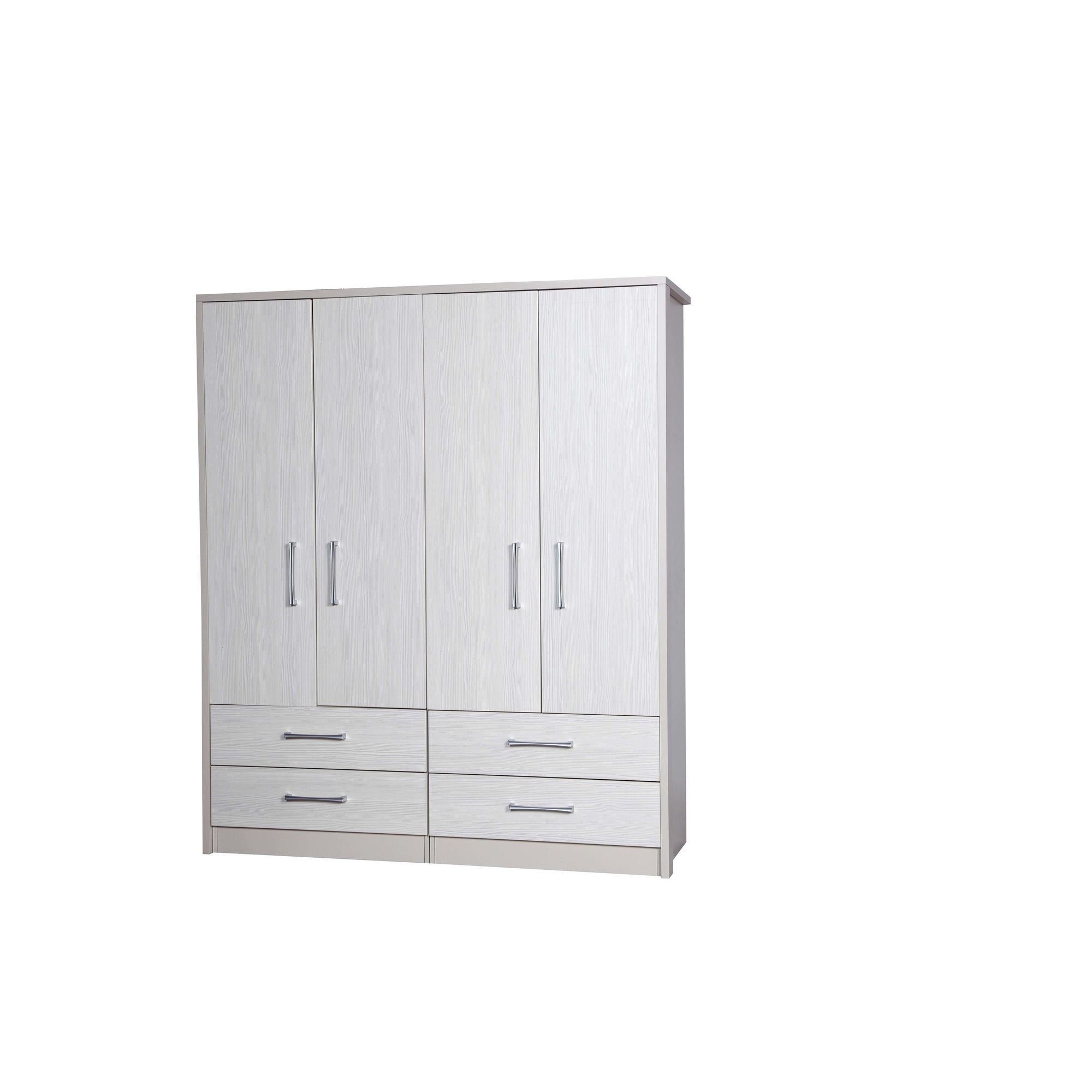 Alto Furniture Avola 4 Door Combi Wardrobe - Cream Carcass With White Avola at Tesco Direct