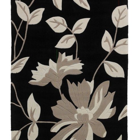Image of Oriental Carpets & Rugs Hong Kong Black Tufted Rug - Runner 225cm L X 60cm W