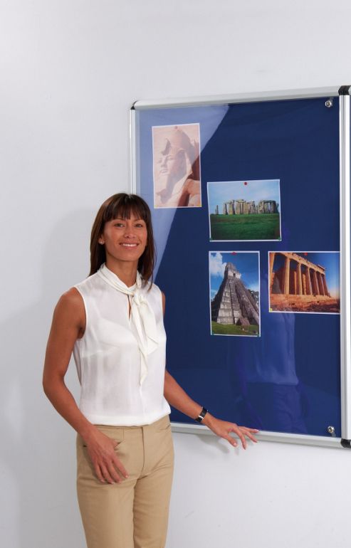 Image of Shield Slimline Showcase - Royal Blue - 120 Cm H X 90 Cm W