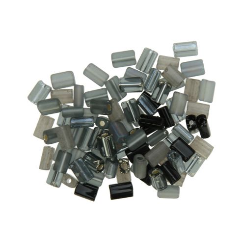 Image of Czech Seed Bead Tiny Flats Grey Mix