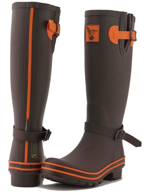 Image of Evercreatures Ladies Wellies Brown With Terracotta Edging 7
