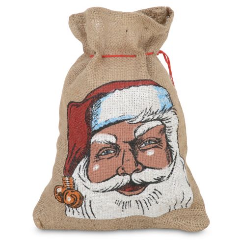 Image of Small Hessian Drawstring Father Christmas Sack Gift Bag