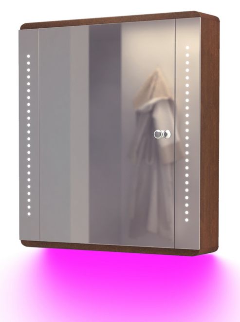 Image of Audio Oak Cabinet With Underlighting, Bluetooth, Demist, Sensor & Shaver K1dpaud