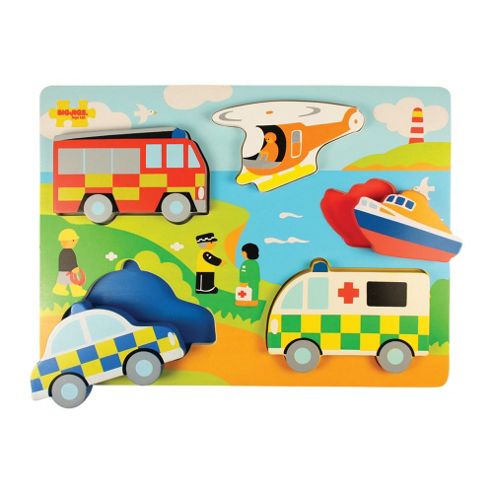 Image of Bigjigs Toys Bj330 Chunky Lift Out Emergency Services Puzzle